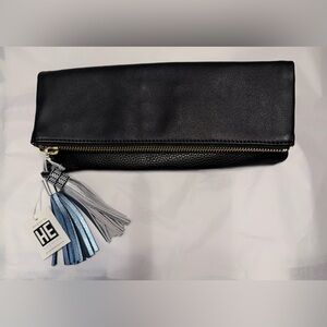 Anthropologie Vegan Black Clutch Ceramic Tassels Hechizo for Anthropologie